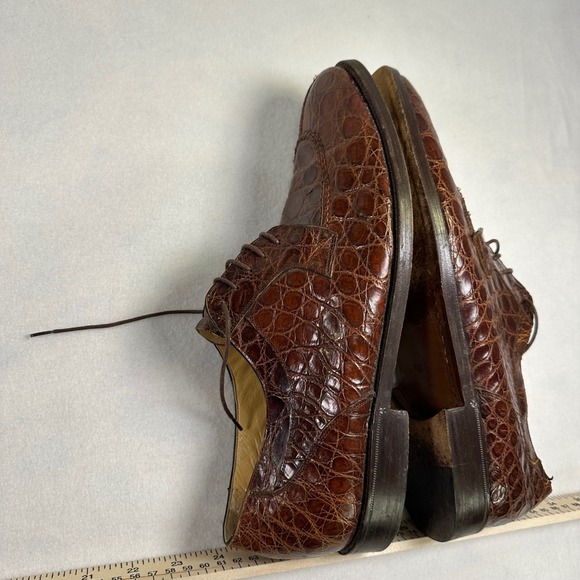 Davanzati Mens Brown Alligator Skin Split Toe Derby Dress Shoes Made in Italy 13 main image 5